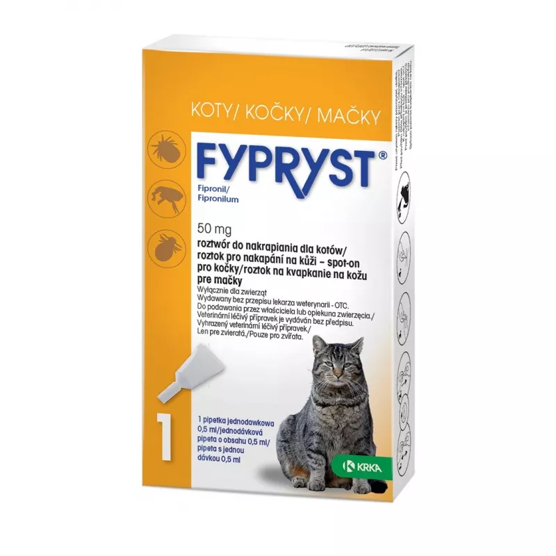 FYPRYST 50 mg - gotas contra pulgas y garrapatas para gatos – 1x0,5 ml