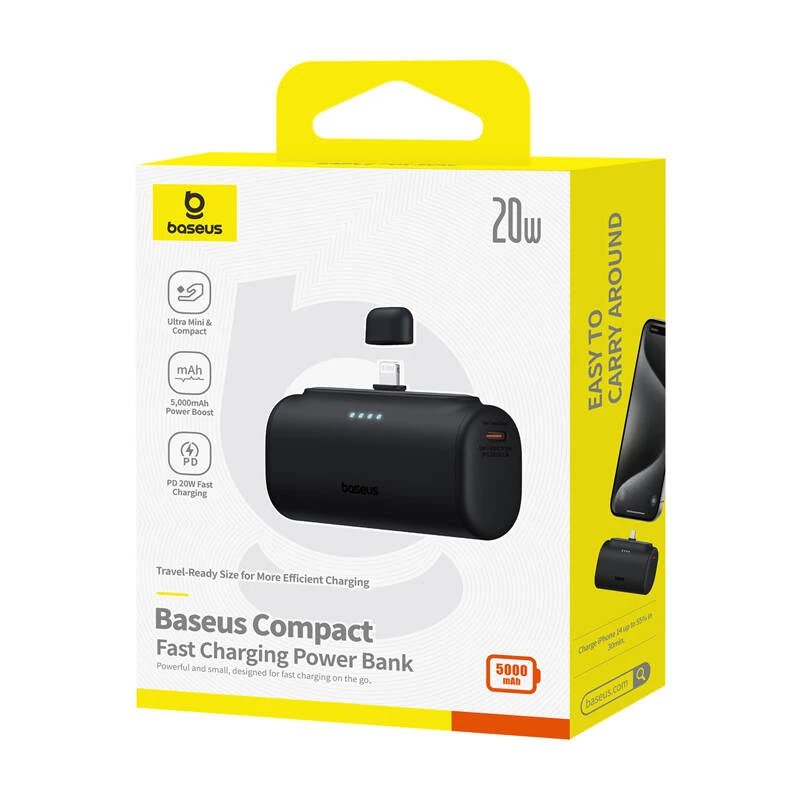 Batería externa Baseus Compact (IP Edition) 20W USB-C Fast Charge 5000mAh Cluster Negra
