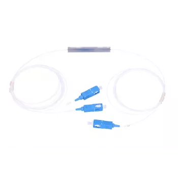 Divisor de cable Extralink Splitter 1:2 PLC SC/UPC 900µm con 1,5 m cable (azul/blanco, PVC)