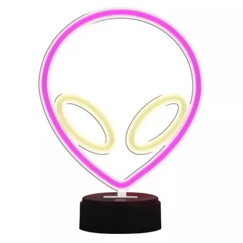 Lámpara de mesa MANTA SNL86PK Style Neon Lights UFO rosa – lámpara de neón decorativa en rosa