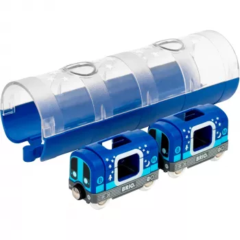Welt Tunnelbox U-Bahn brilla en la oscuridad, vehículo de juguete azul