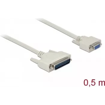 Cable serie DELOCK 86909, D-Sub 25 pines a D-Sub 9 pines, beige, 0,5 m