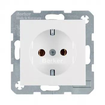 Toma de corriente Type F berker 47438989, blanco, carcasa de duroplástico, 250V 16A, IP20, profundidad 32mm
