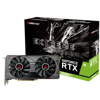 Tarjeta gráfica BIOSTAR GeForce RTX 3060 Ti — 8 GB GDDR6, 256 bits, PCIe 4.0, 1665 MHz Boost, 3×DP/1×HDMI, 2 ventiladores
