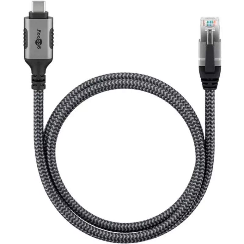 Goobay 70755 cable USB-C a RJ45 Ethernet CAT 6 para una conexión a internet por cable estable con router/módem/switch de red/sustituye al adaptador USB a RJ45 / 1