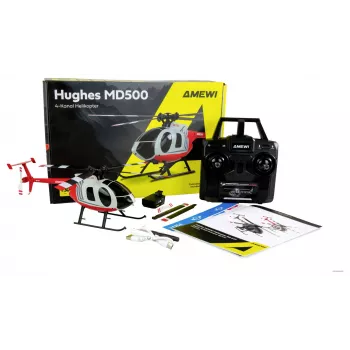 Amewi Helicóptero RC MD500 Batería Li-Po 350mAh Plata/Rojo (25354)