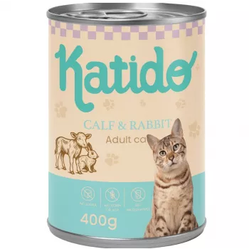 KATIDO Ternera con conejo - Comida húmeda para gatos - 400g