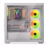 Caja de PC KRUX Exo Midi Tower, ATX/micro-ATX/mini-ITX, 2x cristal templado, USB-C, 4 ventiladores de 120 mm, 2 bahías de 3,5 pulgadas + 2 de 2,5 pulgadas, GPU hasta 40,5 cm, blanca