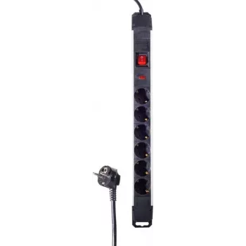 Alargador de corriente S/CONN 09-20165 1,5 m 6 salidas AC para interior Negro Blanco