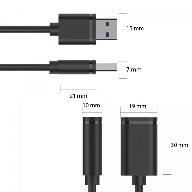 Cable USB UNITEK Y-C447GBK 0,5 m USB 2.0 negro