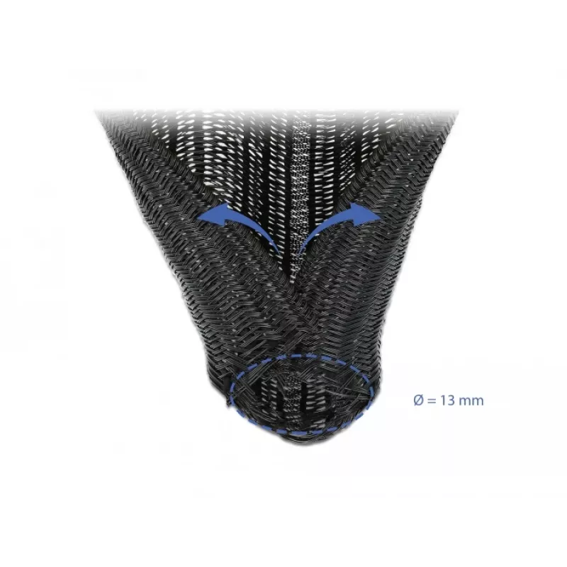 Funda trenzada para cables DeLOCK 18922 10 m x 13 mm negro