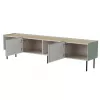 Mueble TV cama meble FELLINI 200x40x52 cm, marco verde oliva con acabado de roble aceitado