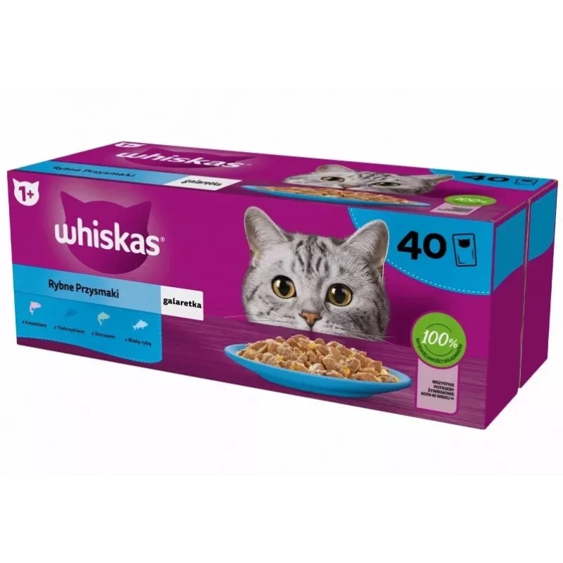 WHISKAS Fish Favourites en gelatina - alimento húmedo para gatos - 40x85 g