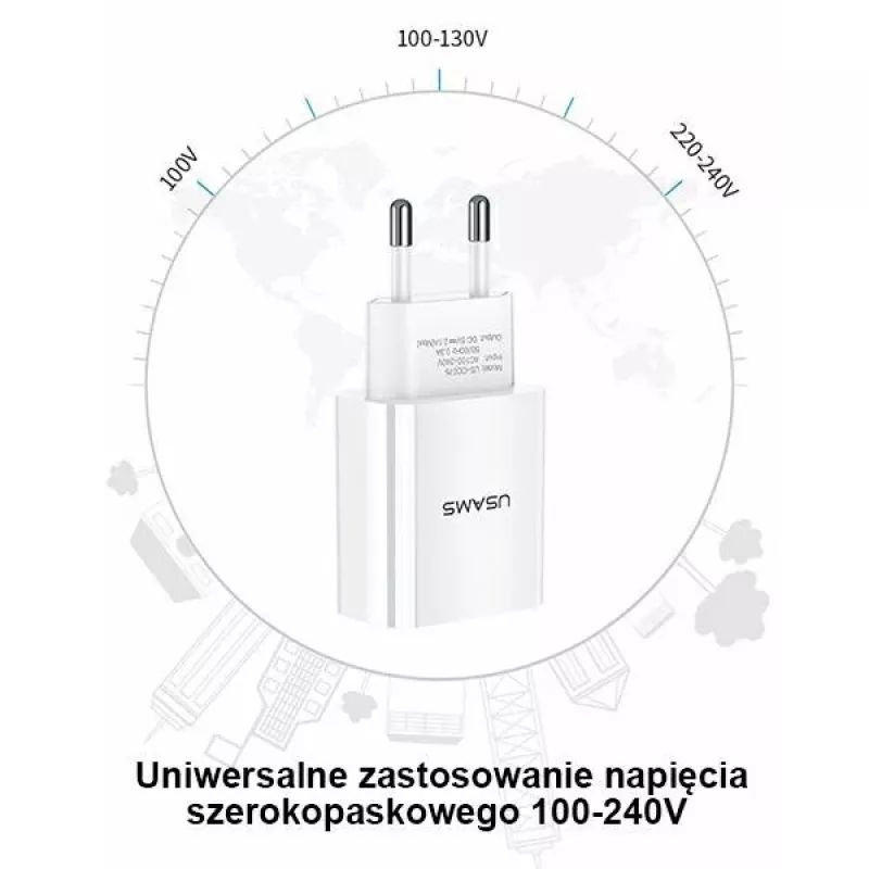 Cargador usams T18 single USB 2.1A solo cabezal