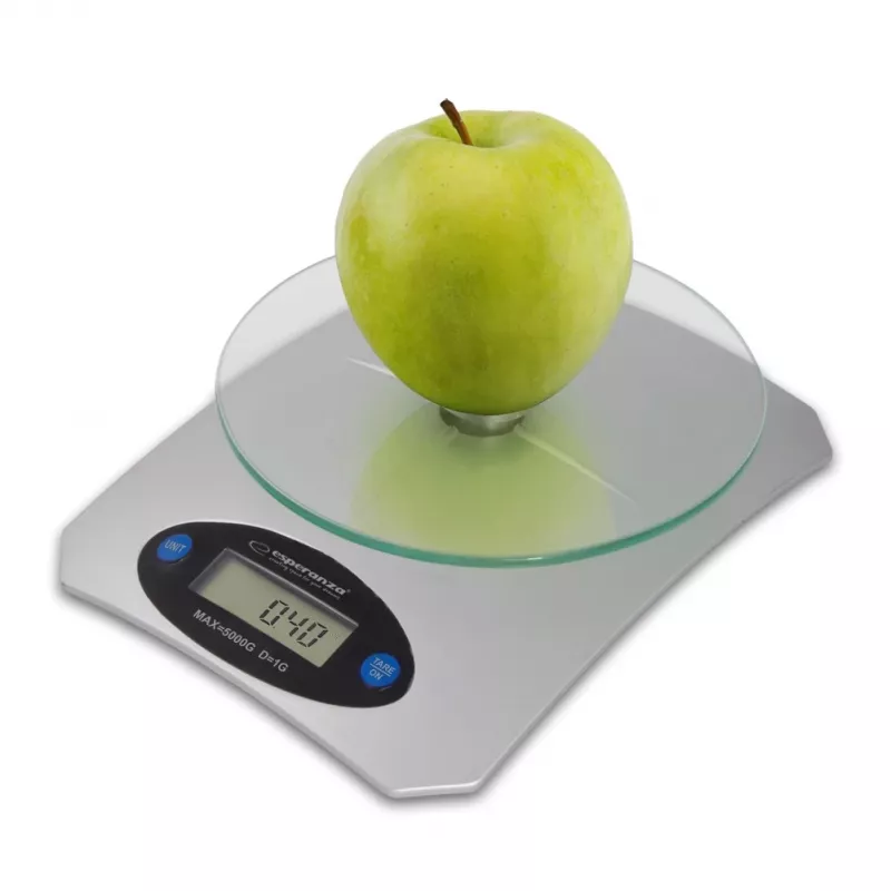Báscula de cocina electrónica ESPERANZA Avocado gris — capacidad 5 kg, plataforma de bambú, unidades g/lb/oz