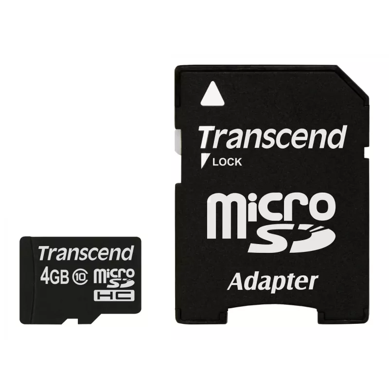 Tarjeta de memoria flash Transcend 4GB MicroSDHC Class 10 con adaptador