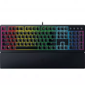Razer Ornata V3, interruptores meca-membrana, 10 zonas de iluminación Razer Chroma RGB, Ultrapolling de 1000 Hz, teclas retroiluminadas, reposamuñecas soft-touch - distribución alemana
