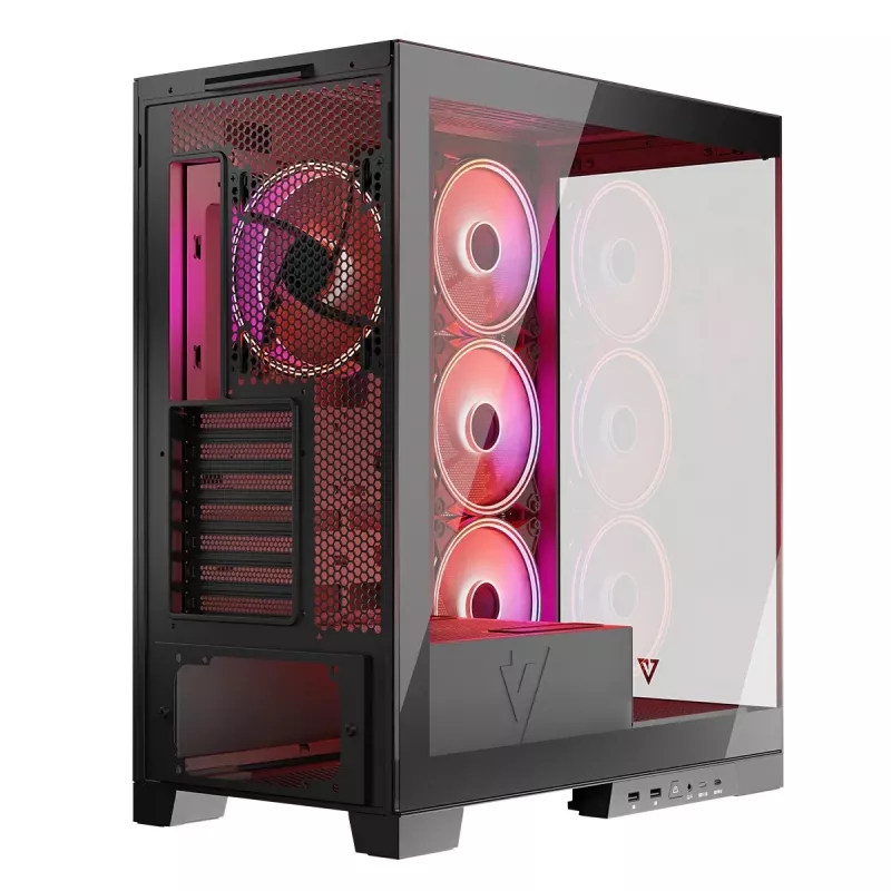 Caja de PC MODECOM Volcano SPACE APEX ARGB Midi Tower, cristal templado, USB-C, compatible con ATX/microATX/Mini-ITX, GPU hasta 430 mm, disipador de CPU hasta 180 mm