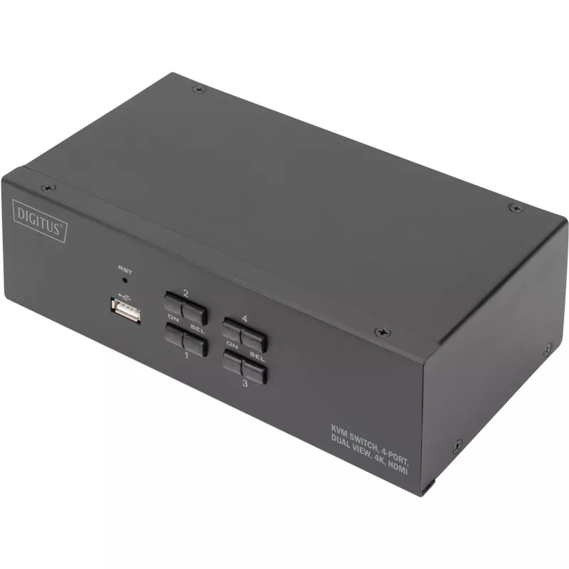 Switch KVM Digitus DS-12883 4 puertos Dual Display 4K HDMI USB