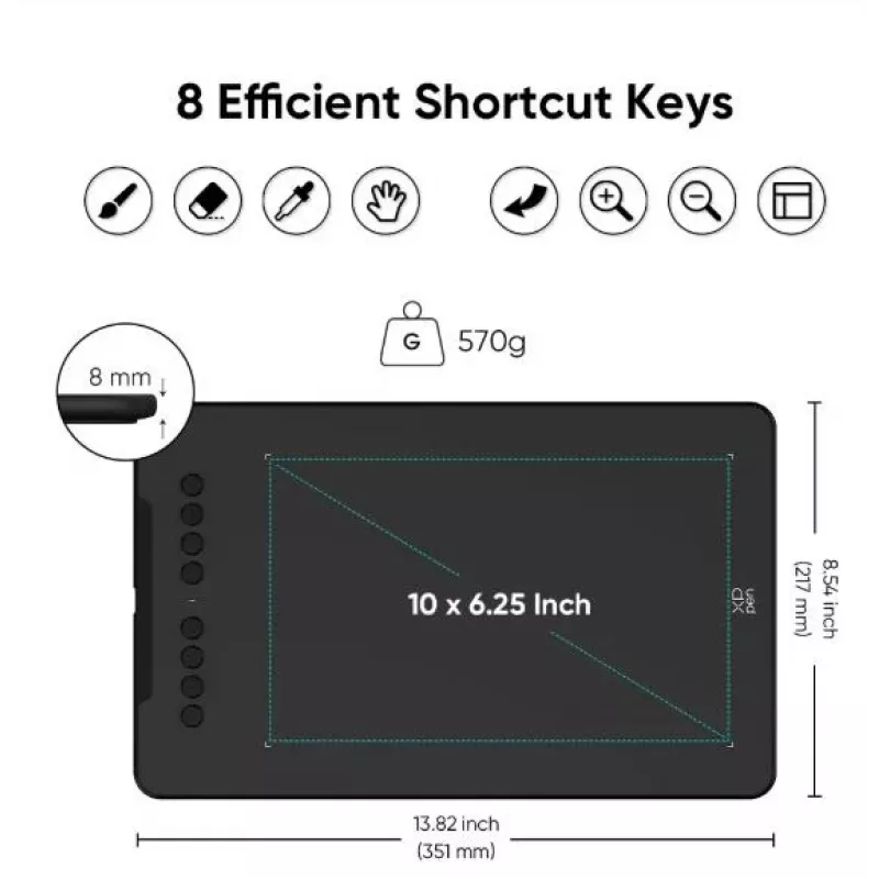 Tableta gráfica XP-Pen DECO 01 V3 — 5080 lpi, 254 x 158,75 mm, negra, USB (con cable e inalámbrica)