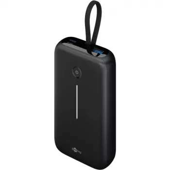 Batería externa 20.000 mAh, cable USB-C integrado de 13 cm, 30 vatios (negro, 20 Ah, 1x USB-A, 2x USB-C, PD, QC)