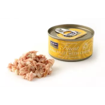 Comida húmeda para gatos FISH4DOGS Filete de atún con queso bolsa 70 g – sabor a pescado, 83% humedad, 14% proteína