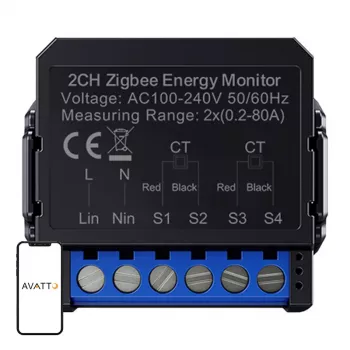 Medidor de energía bidireccional inteligente Avatto ZWPM16-2 ZigBee — monitorización de consumo y generación