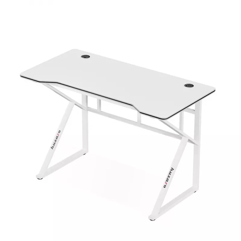 Mesa gaming Huzaro Hero 1.6 blanca — tablero recto MDF/carbono 1200×600 mm, estructura metálica, 750 mm de altura