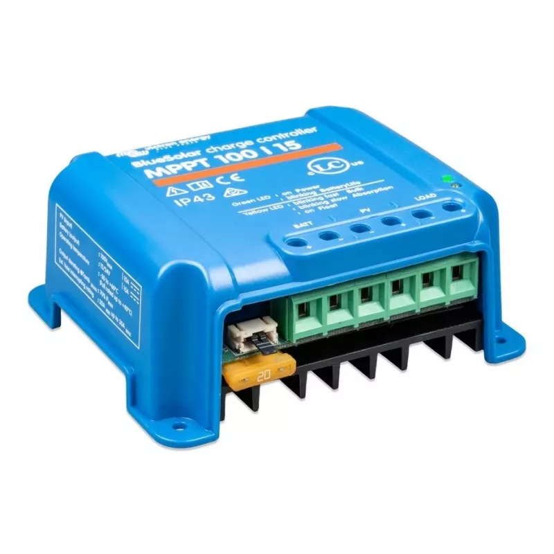 Regulador de carga solar MPPT Victron Energy BlueSolar 100/15 — 15A, 100V máx. PV