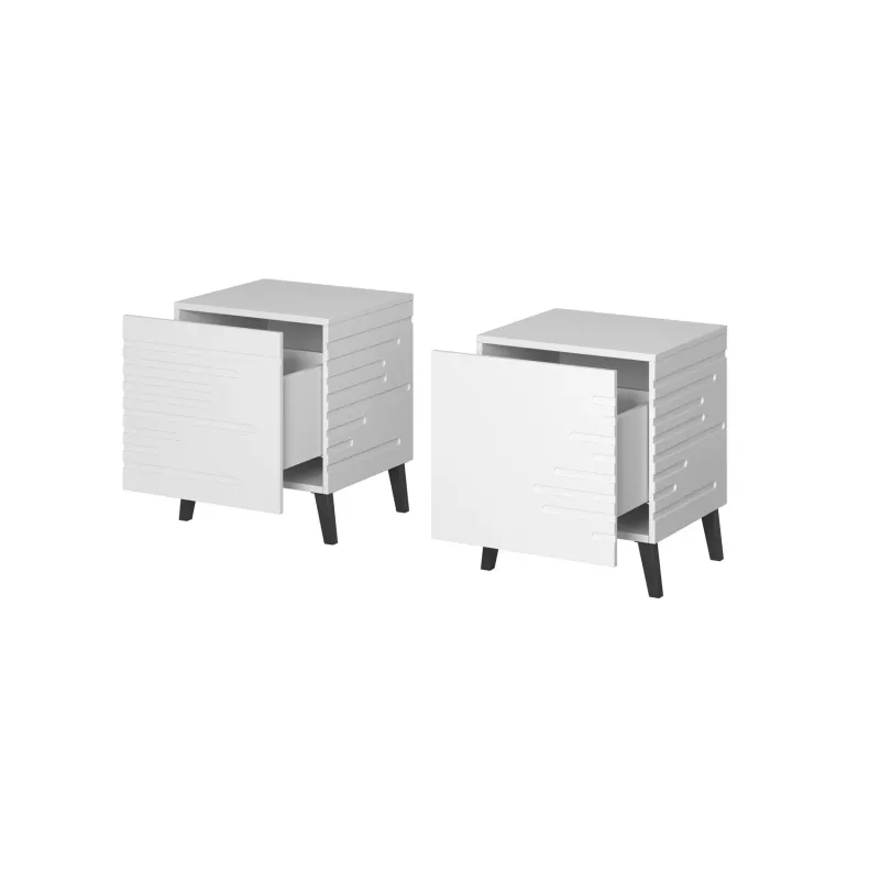 Mesita de noche cama meble NOVA con 1 cajón 44×40×52 cm, blanco mate