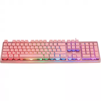 Deltaco GAM-021-RGB-P-DE - tamaño completo (100%) - USB - interruptores de membrana - QWERTZ - rosa