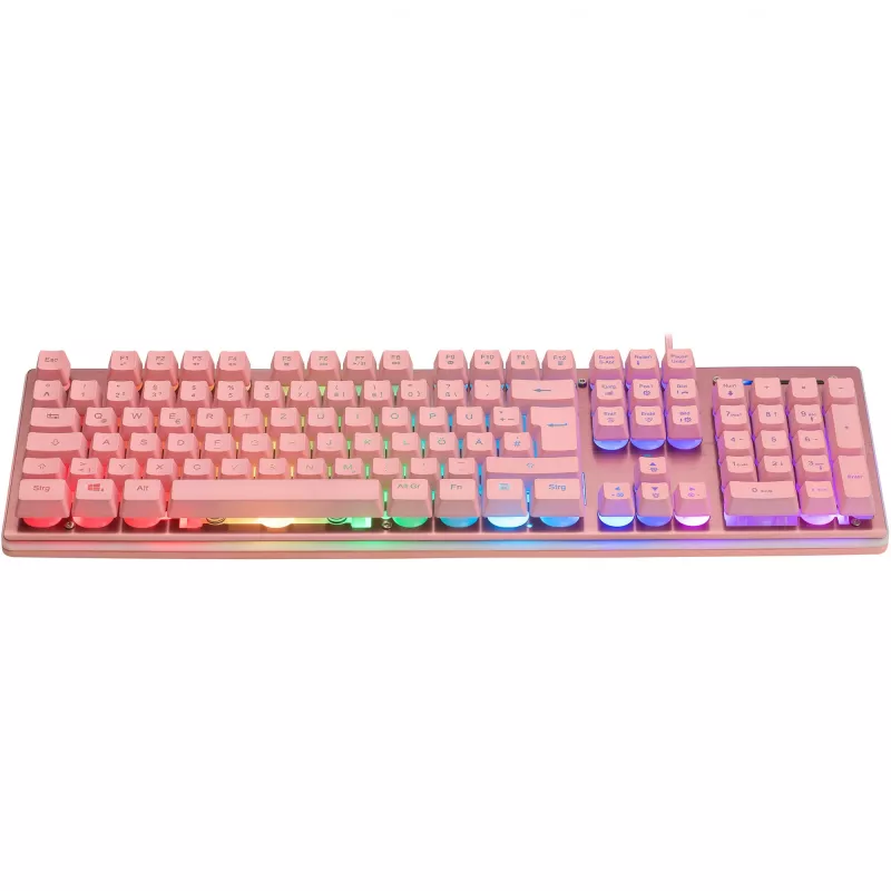 Deltaco GAM-021-RGB-P-DE - tamaño completo (100%) - USB - interruptores de membrana - QWERTZ - rosa