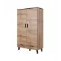 Cama Meble LOTTA 2D2D armario, roble Wotan + negro mate