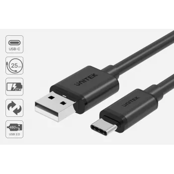 UNITEK C14069BK Cable USB 3 m USB A a USB C