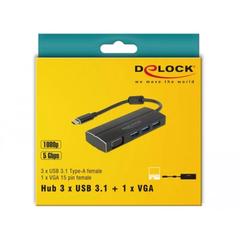 Dock para portátil DeLOCK 63932 USB 3.2 Gen 1 Type-C negro