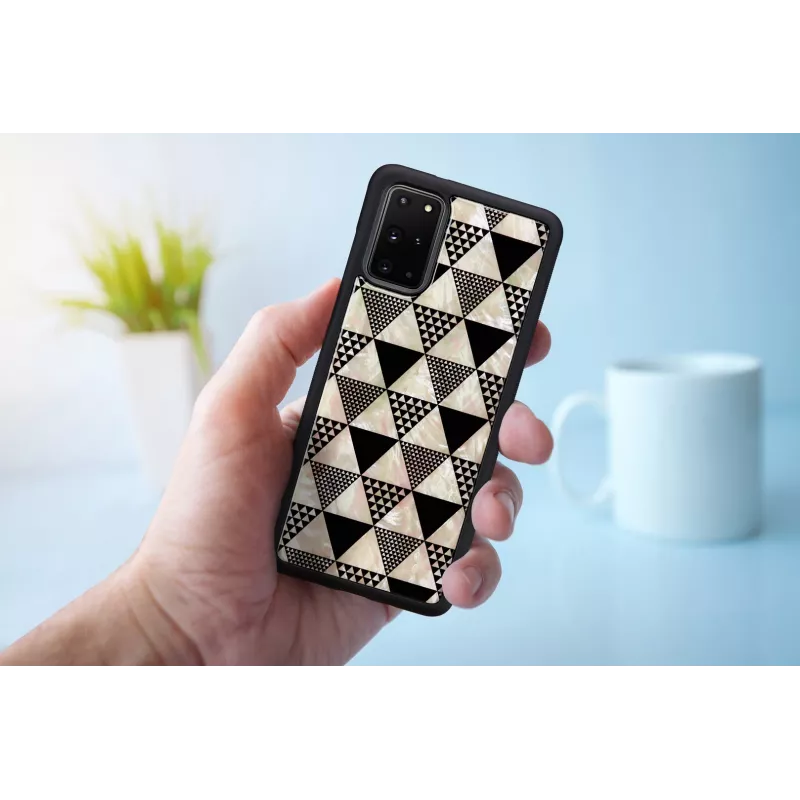 Funda protectora iKins para Samsung Galaxy S20+ — diseño de pirámides negro
