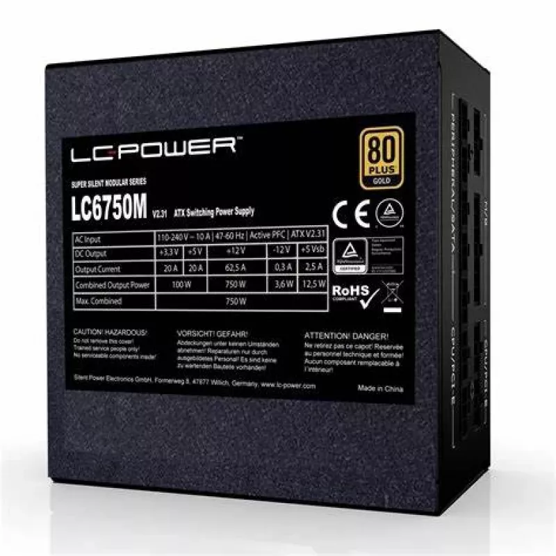 LC-Power Super Silent LC6750M V3.0 750W 80Plus Gold Ventilador de 135mm retail - Fuente de alimentación para PC/servidor - ATX