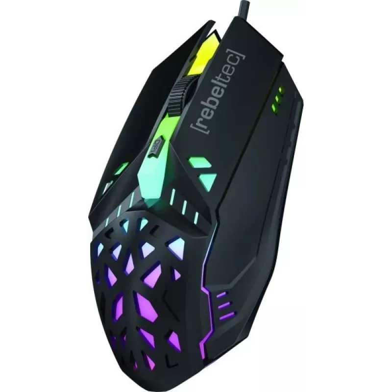 Ratón gaming con cable Rebeltec SHARK — diseño ergonómico, sensor óptico