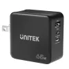 Unitek P1117B Cargador universal móvil USB-C PD 65W, 2x USB‑C PD + 1x USB‑A, Negro