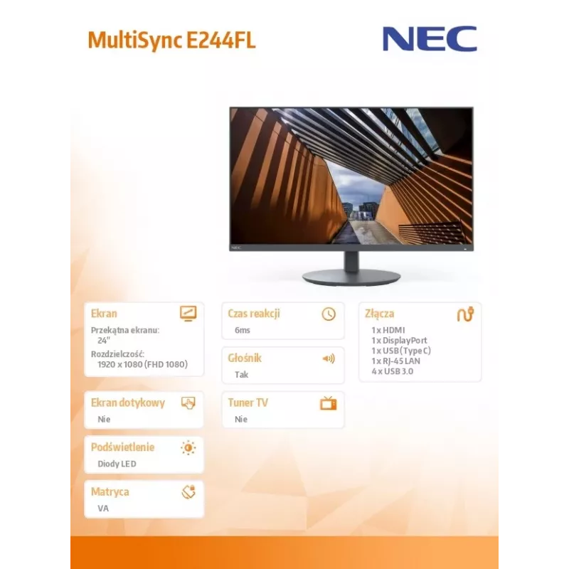 Monitor de ordenador NEC MultiSync E244FL 61 cm (24