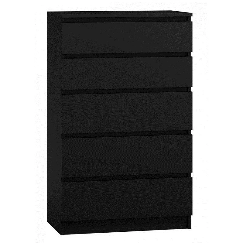 Cómoda Top e Shop M5 CZERŃ, 5 cajones, negra, 700×400×1120 mm, aglomerado