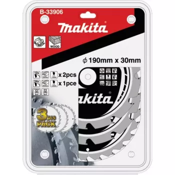 Set de hojas de sierra circular MAKFORCE B-33906, Ø 190mm, 12Z / 24Z (3 piezas, orificio 30mm)