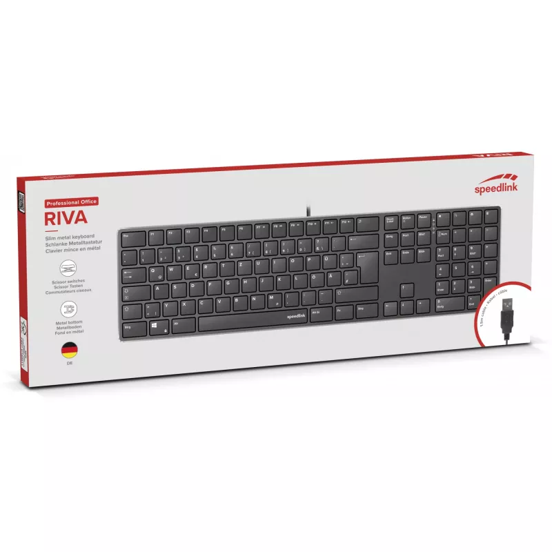 Teclado SPEEDLINK SL-640010-BK USB alemán negro tamaño completo 110 teclas