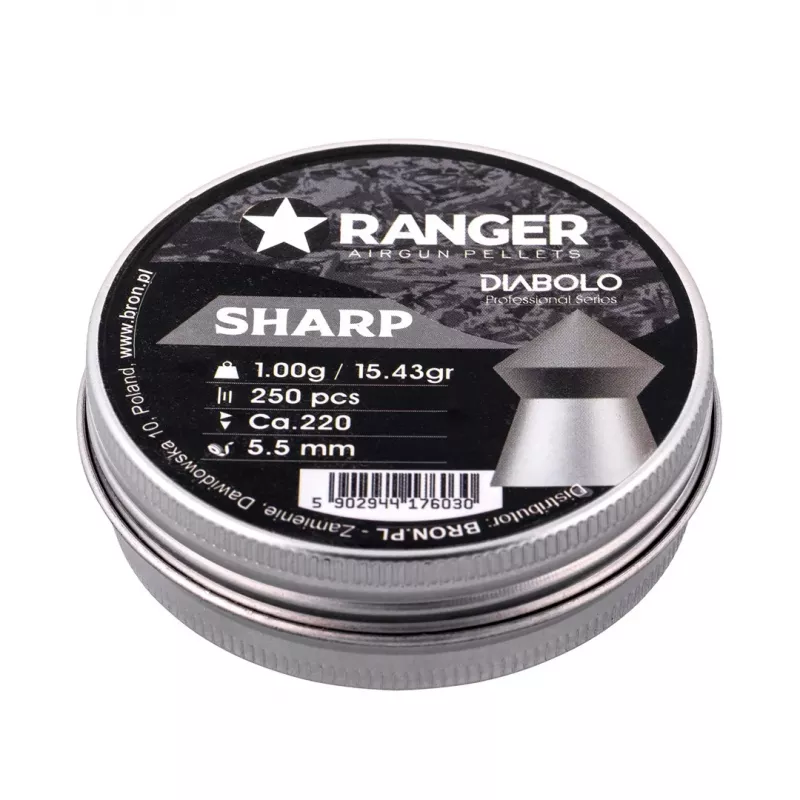 Diábolos RANGER PRORO 5,5 mm, forma Diabolo, plata, 250 uds., dispensador de aluminio