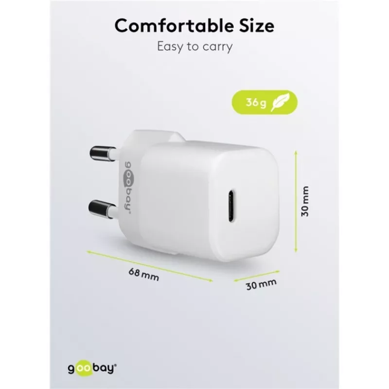 Goobay cargador rápido universal negro AC para interior 65403 USB Type-C 110-240V