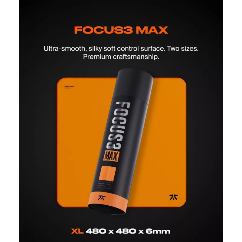 Alfombrilla de ratón gaming GLORIOUS Fnatic FOCUS3 MAX XL – tamaño XL extendido, superficie de tela, borde cosido