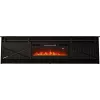 Soporte TV con chimenea Cama Meble GRANERO modelo – 200 x 56,7 x 35 cm, negro/negro brillante, 2 puertas, 2 estantes, puertas correderas, MDF/tablero de partículas