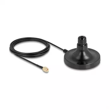 Base de antena magnética DELOCK ULA100 — 1 conector hembra N a 1 conector macho RP-SMA, cable de 3 m, exterior, negra