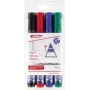 Rotulador permanente Edding 653 punta biselada/fina negro azul verde rojo 4 uds.