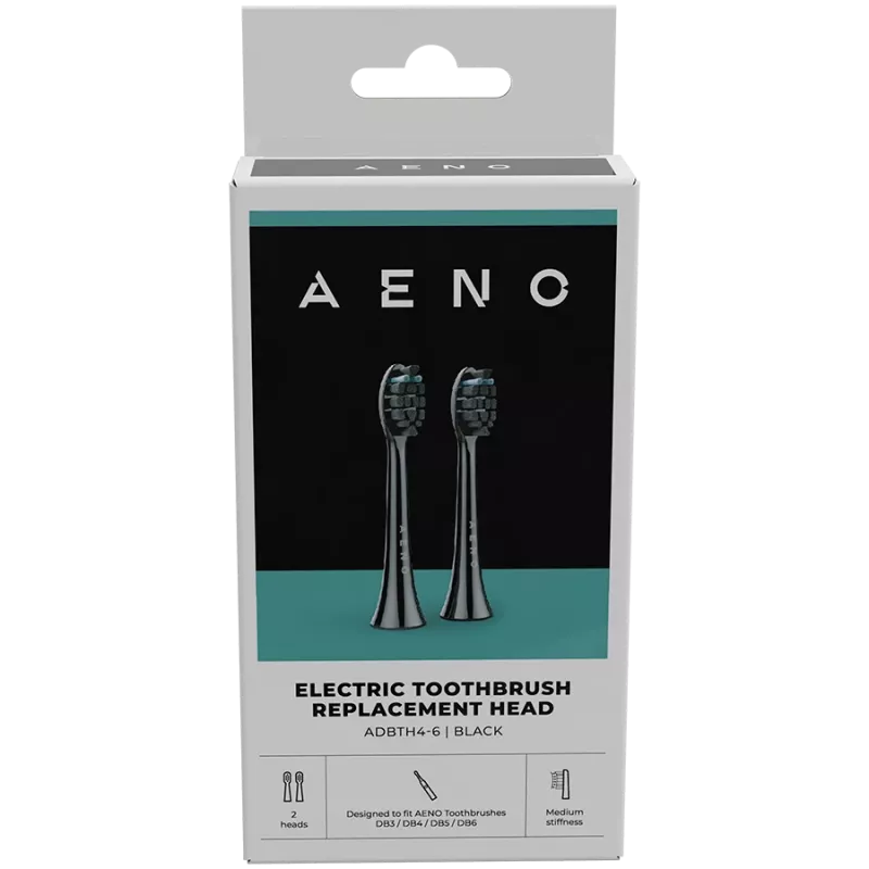 Cabezales de cepillo de repuesto AENO, negro, cerdas Dupont, pack de 2 (para ADB0004/ADB0006 y ADB0003/ADB0005)